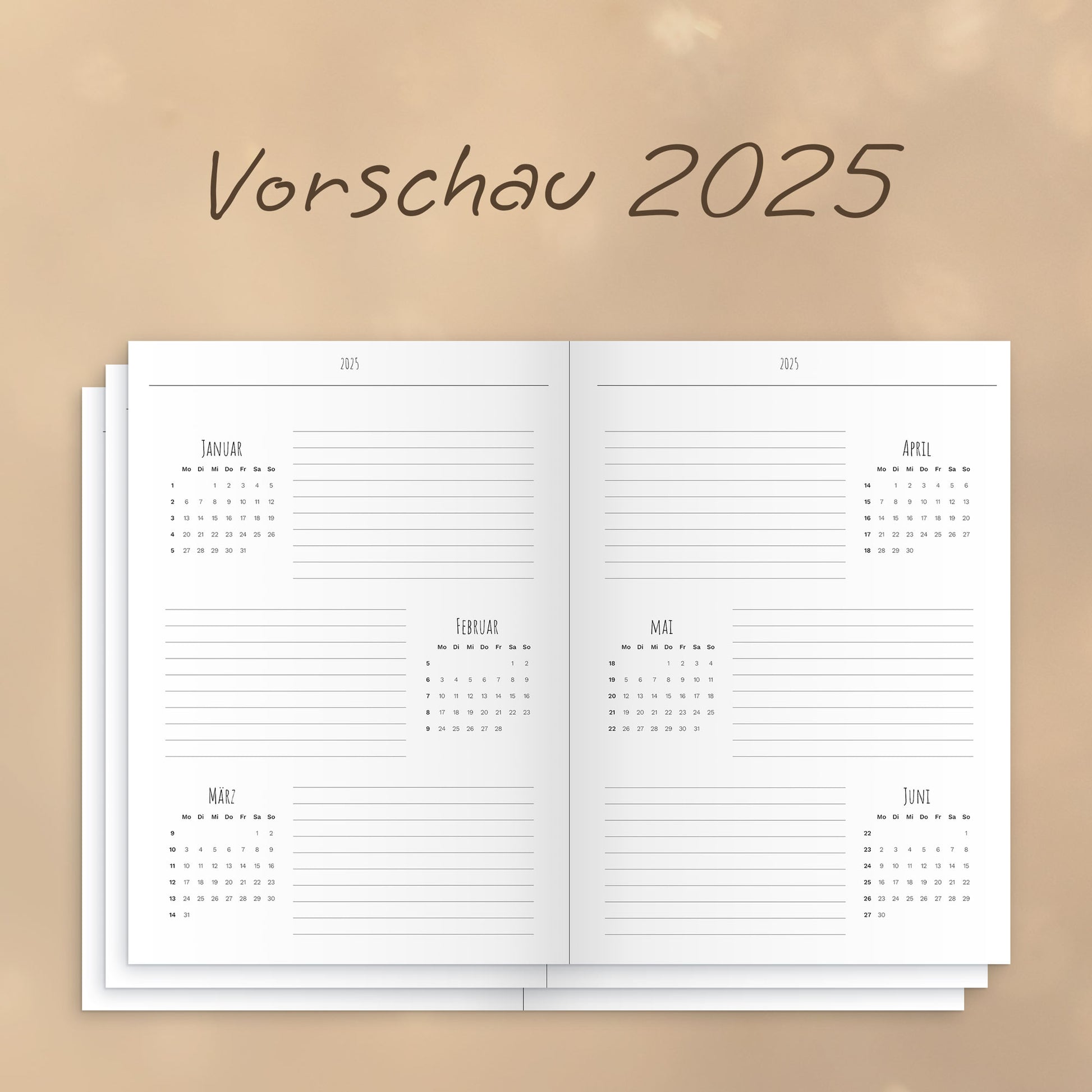 Vorschau für das Jahr 2025 als Einblick in den Jahresplaner "2024 gibt's noch mehr" von marly books in Kooperation mit Theresa Sophie